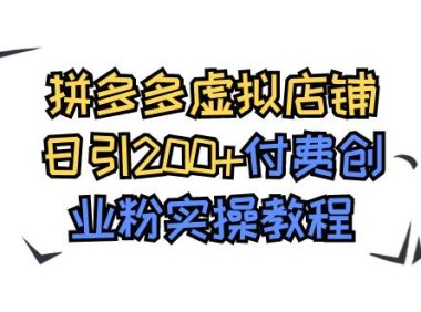 拼多多虚拟店铺日引200 付费创业粉实操教程