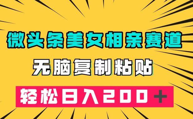 微头条冷门美女相亲赛道,无脑复制粘贴,轻松日入200+