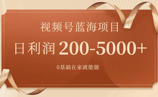 视频号蓝海项目，0基础在家也能做，一天200-5000 【附266G资料】