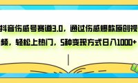 抖音伤感号赛道3.0,通过伤感爆款原创视频,轻松上热门,5种变现日入1000