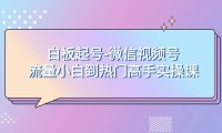 白板起号-微信视频号流量小白到热门高手实操课