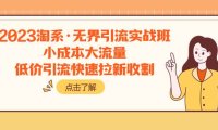 2023淘系·无界引流实战班:小成本大流量,低价引流快速拉新收割