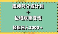 视频号分成计划+私域双重变现,轻松日入1000+,无任何门槛,小白轻松上手
