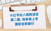 小红书达人矩阵项目第二期,简单易上手,兼职全职都行(11节课)