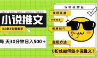 Ai小说推文每天20分钟日入500+授权渠道 引流变现 从0到1完整教学(7节课)