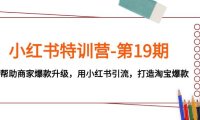小红书特训营-第19期，帮助商家爆款升级，用小红书引流，打造淘宝爆款