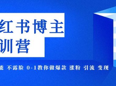 小红书博主爆款特训营-11期 无需技能 不露脸 0-1教你做爆款 涨粉 引流 变现