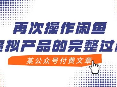 某公众号付费文章，再次操作闲鱼虚拟产品的完整过程