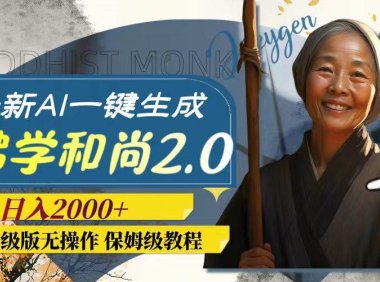 最新AI一键生成佛学和尚2.0版本,升级版无操作,日入2000