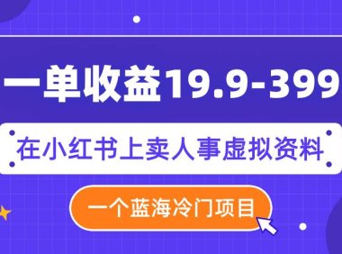 一单收益19.9-399，一个蓝海冷门项目，在小红书上卖人事虚拟资料