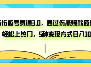 抖音伤感号赛道3.0,通过伤感爆款原创视频,轻松上热门,5种变现日入1000