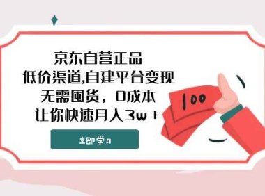 京东自营正品,低价渠道,自建平台变现,无需囤货,0成本,让你快速月入3w+