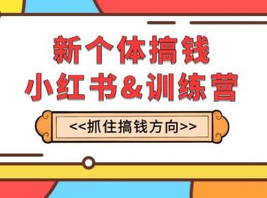 新个体·搞钱-小红书训练营:实战落地运营方法,抓住搞钱方向,每月多搞2w