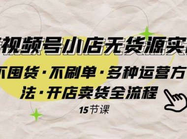 微信视频号小店无货源实战 不囤货·不刷单·多种运营方法·开店卖货全流程