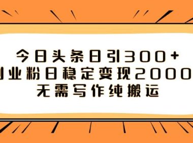 今日头条日引300 创业粉日稳定变现2000 无需写作纯搬运