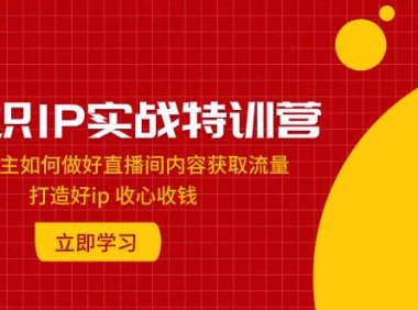 知识IP实战特训营:知识博主如何做好直播间内容获取流量 打造好ip 收心收钱