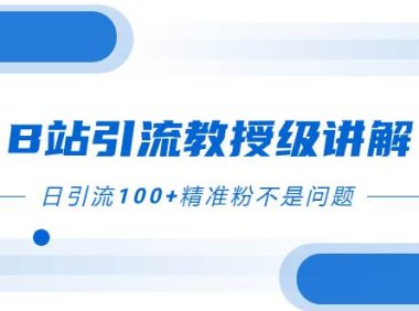 B站引流教授级讲解,细节满满,日引流100 精准粉不是问题