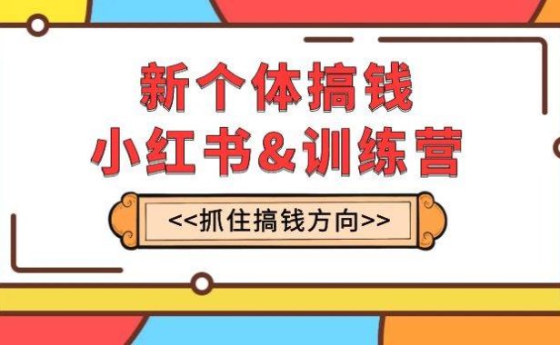 新个体·搞钱-小红书训练营：实战落地运营方法，抓住搞钱方向，每月多搞2w