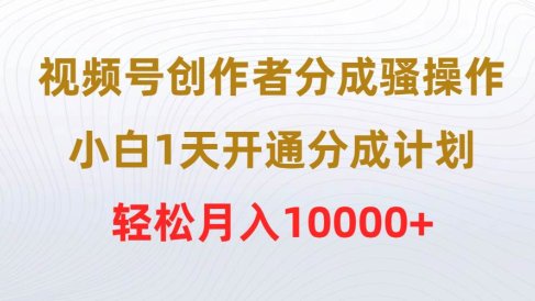 视频号创作者分成骚操作,小白1天开通分成计划,轻松月入10000+