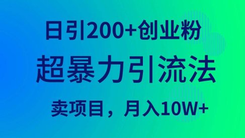 超暴力引流法,日引200+创业粉,卖项目月入10W+