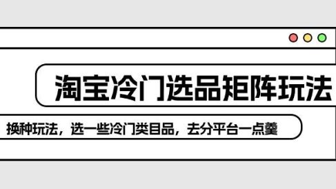 淘宝冷门选品矩阵玩法:换种玩法,选一些冷门类目品,去分平台一点羹