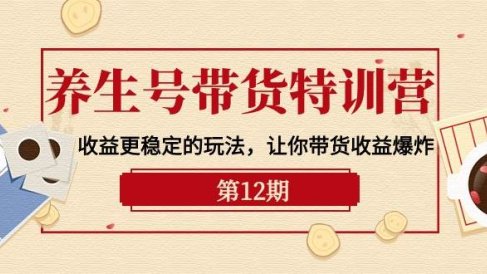 养生号带货特训营【12期】收益更稳定的玩法，让你带货收益爆炸-9节直播课