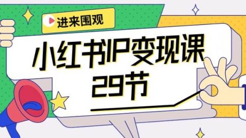 小红书IP变现课:开店/定位/IP变现/直播带货/爆款打造/涨价秘诀/等等/29节