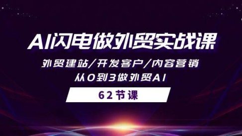 AI闪电做外贸实战课，外贸建站/开发客户/内容营销/从0到3做外贸AI-62节