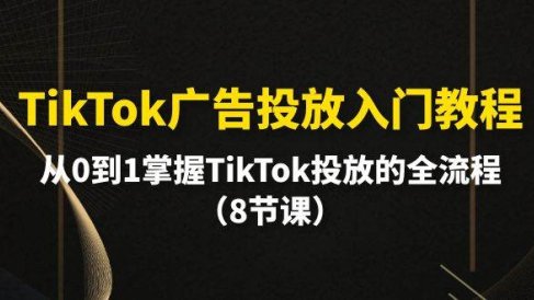 TikTok广告投放入门教程,从0到1掌握TikTok投放的全流程(8节课)