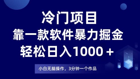 冷门项目,靠一款软件暴力掘金日入1000+,小白轻松上手第二天见收益