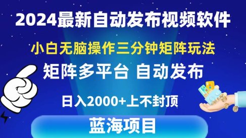 2024最新视频矩阵玩法,小白无脑操作,轻松操作,3分钟一个视频,日入2k+