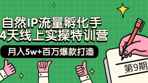 自然IP流量孵化手 14天线上实操特训营【第9期】月入5w+百万爆款打造 (74节)
