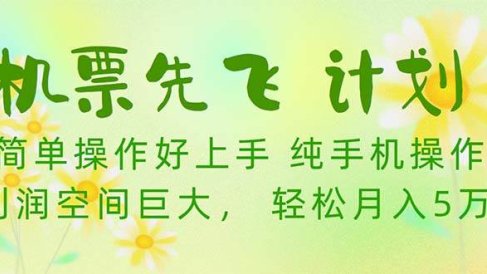 机票 先飞计划!用里程积分 兑换机票售卖赚差价 纯手机操作 小白月入5万+