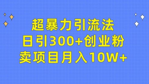 超暴力引流法,日引300+创业粉,卖项目月入10W+