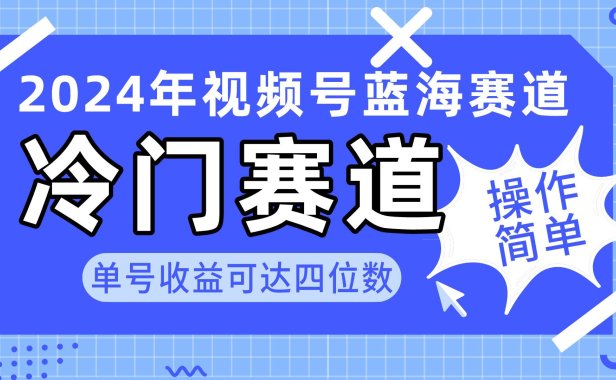2024视频号冷门蓝海赛道，操作简单 单号收益可达四位数（教程+素材+工具）