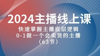 2024主播线上课,快速掌握主播底层逻辑,0-1做一个会卖货的主播(63节课)