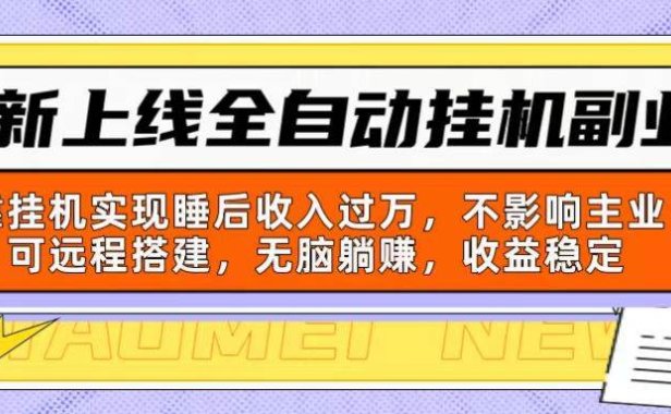 新上线全自动挂机副业:靠挂机实现睡后收入过万,不影响主业可远程搭建...