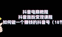 抖音电商教程：抖音涨粉变现课程：如何做一个赚钱的抖音号（18节）