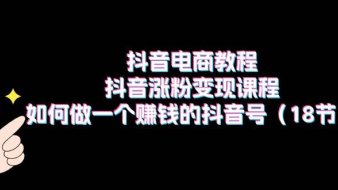 抖音电商教程:抖音涨粉变现课程:如何做一个赚钱的抖音号(18节)