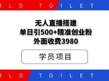 无人直播搭建单日引500+精准创业粉，外面收费3980