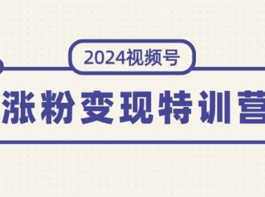 2024视频号-涨粉变现特训营：一站式打造稳定视频号涨粉变现模式（10节）