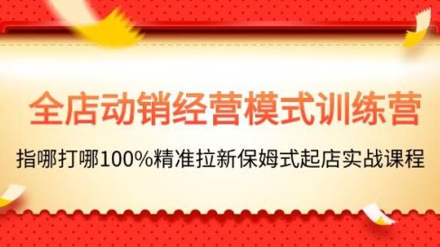 全店动销-经营模式训练营,指哪打哪100%精准拉新保姆式起店实战课程