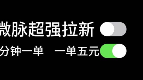 微脉超强拉新, 两分钟1单, 一单利润5块,适合小白