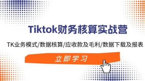 Tiktok财务核算实战营:TK业务模式/数据核算/应收款及毛利/数据下载及报表