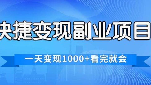 快捷变现的副业项目,一天变现1000+,各平台最火赛道,看完就会