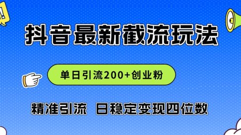 2024年抖音评论区最新截流玩法,日引200+创业粉,日稳定变现四位数实操…