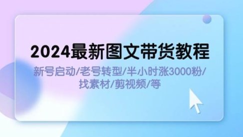 2024最新图文带货教程:新号启动/老号转型/半小时涨3000粉/找素材/剪辑