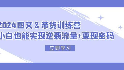 2024 图文+带货训练营,小白也能实现逆袭流量+变现密码