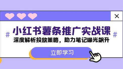 小红书-薯 条 推 广 实战课:深度解析投放策略,助力笔记曝光飙升