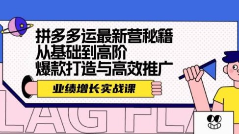 拼多多运最新营秘籍:业绩 增长实战课,从基础到高阶,爆款打造与高效推广